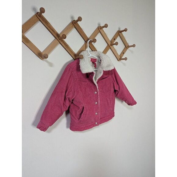 Kids Pink Corduroy Sherpa Lined Button Down Jacket - Size 4T - Picture 2 of 5
